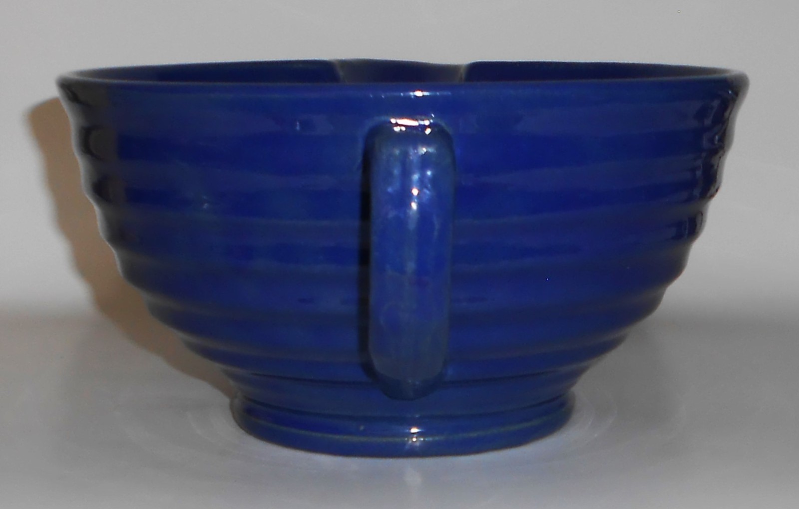 VINTAGE Bauer Pottery Ring Ware 2 Quart Cobalt Handled Batter Bowl – Near Mint
