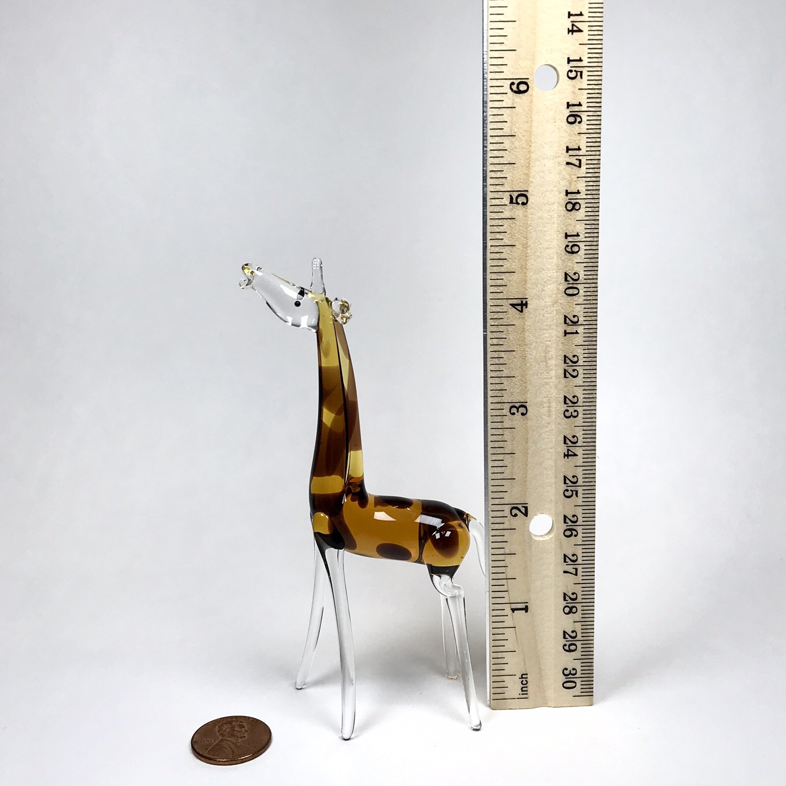 Blown Art Glass Giraffe Figurine Safari Zoo Animal Handmade Collectible 4.5”