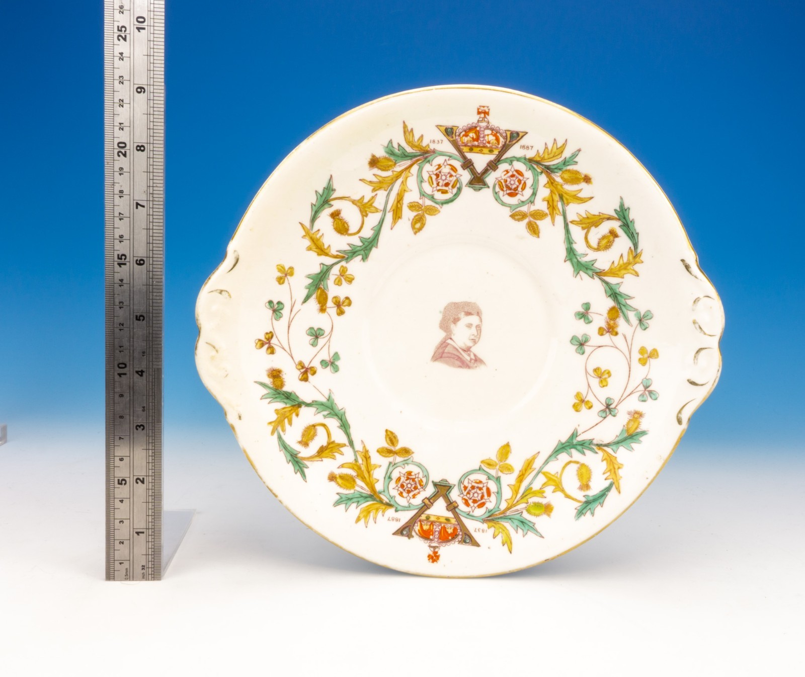 Early English Porcelain Queen Victoria Commemorative – 1887 Golden Jubilee Plate