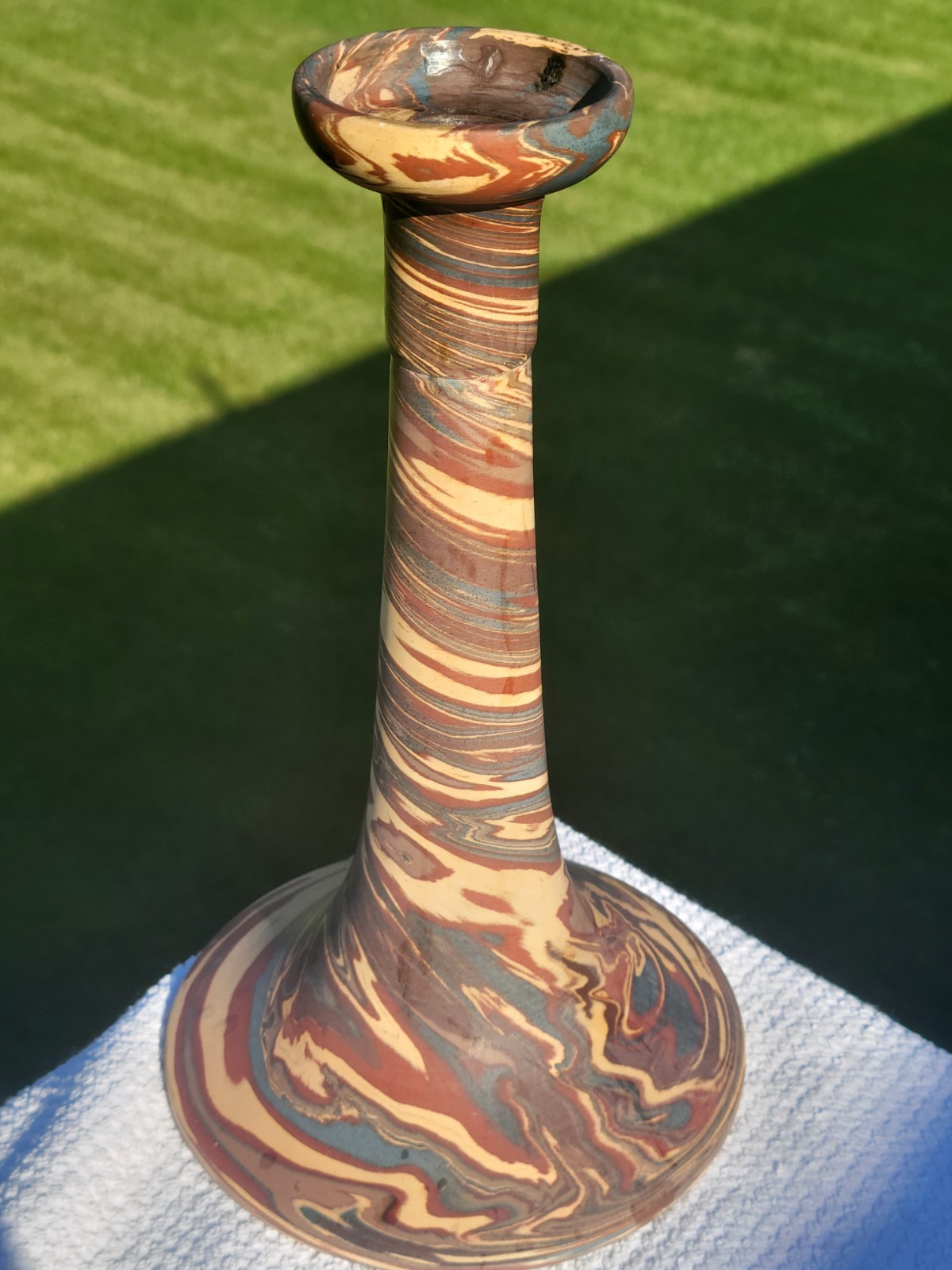 Niloak Arts & Crafts Mission Swirl Art Pottery 10 1/4″ Chamber Candle Stick Nice