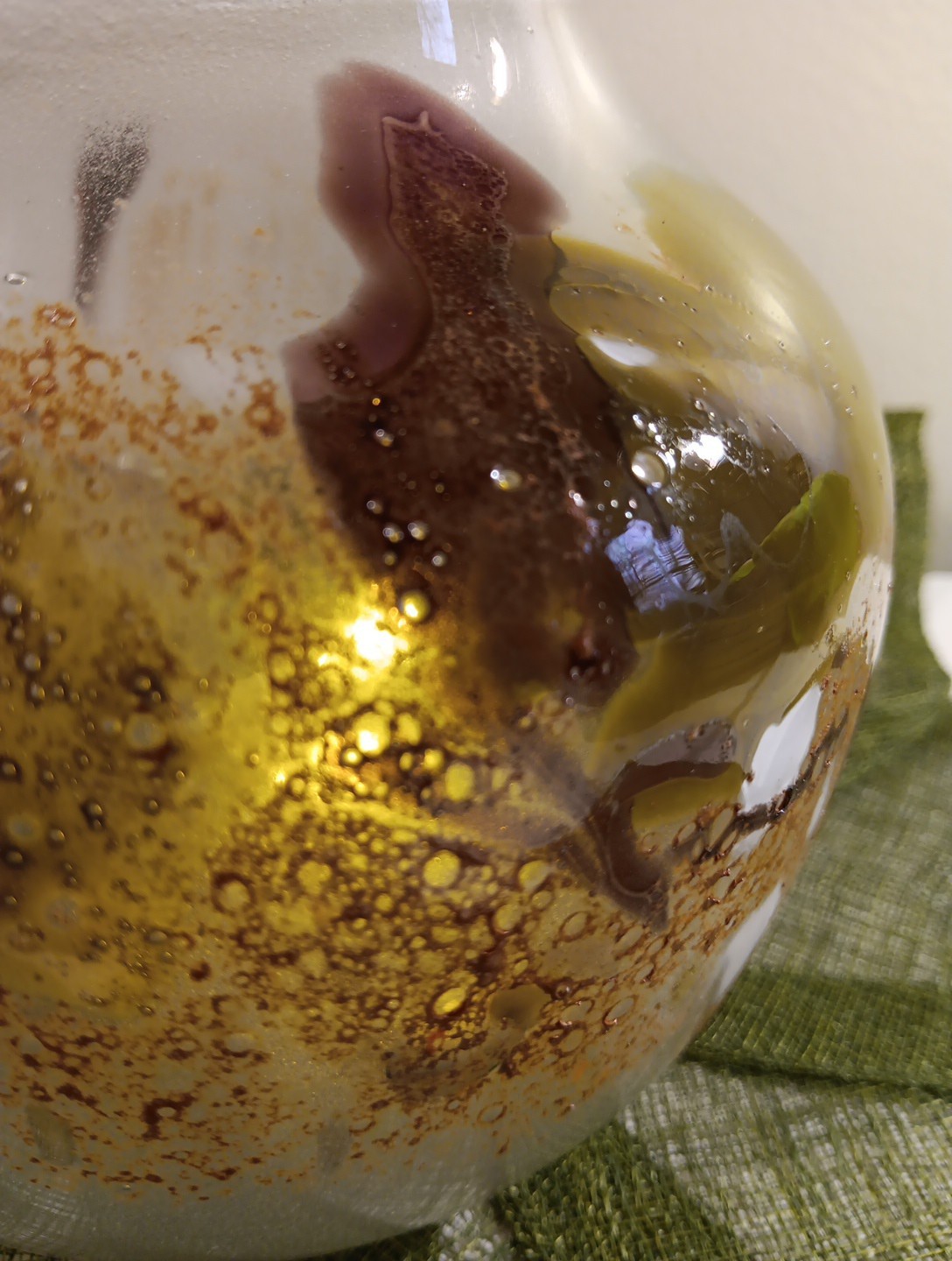 Vintage Handblown Infused Art Glass Orb Vase Or Led Light Globe. Signed.