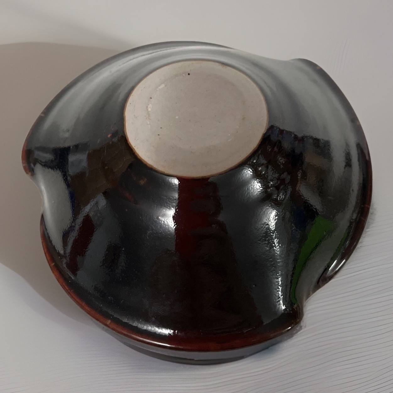 Pottery Trinket Dish or Ashtray Small Drip with Glaze 5.5in x 5.5 in