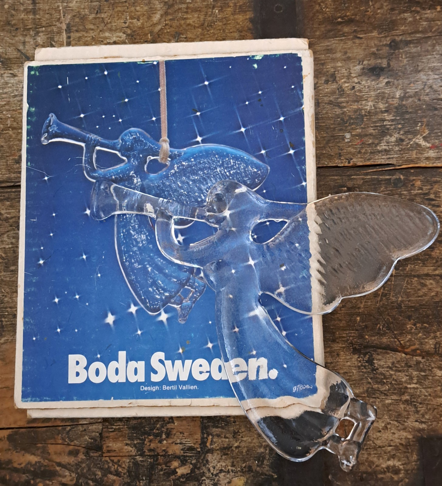 Vintage Kosta Boda Art Glass Trumpeting Angel / Bertil Vallien