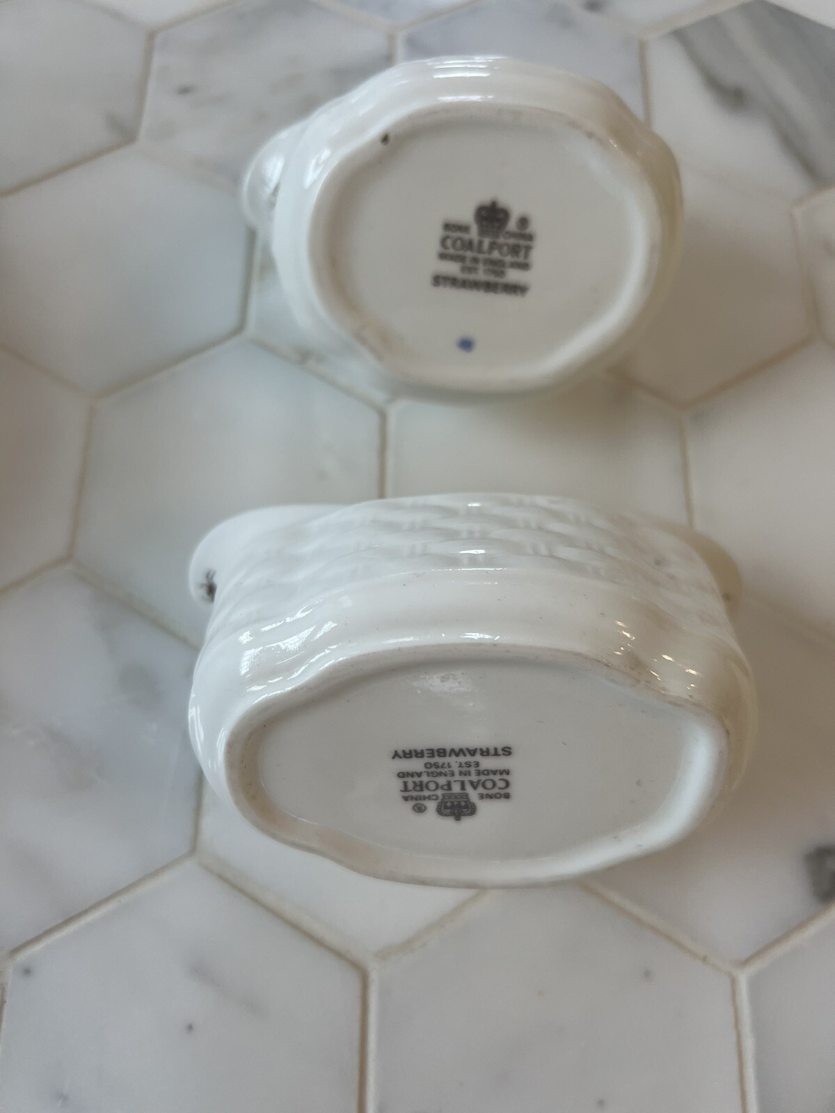 Beautiful Vintage Coalport Nantucket 3 pc Strawberry Basket In Bone China