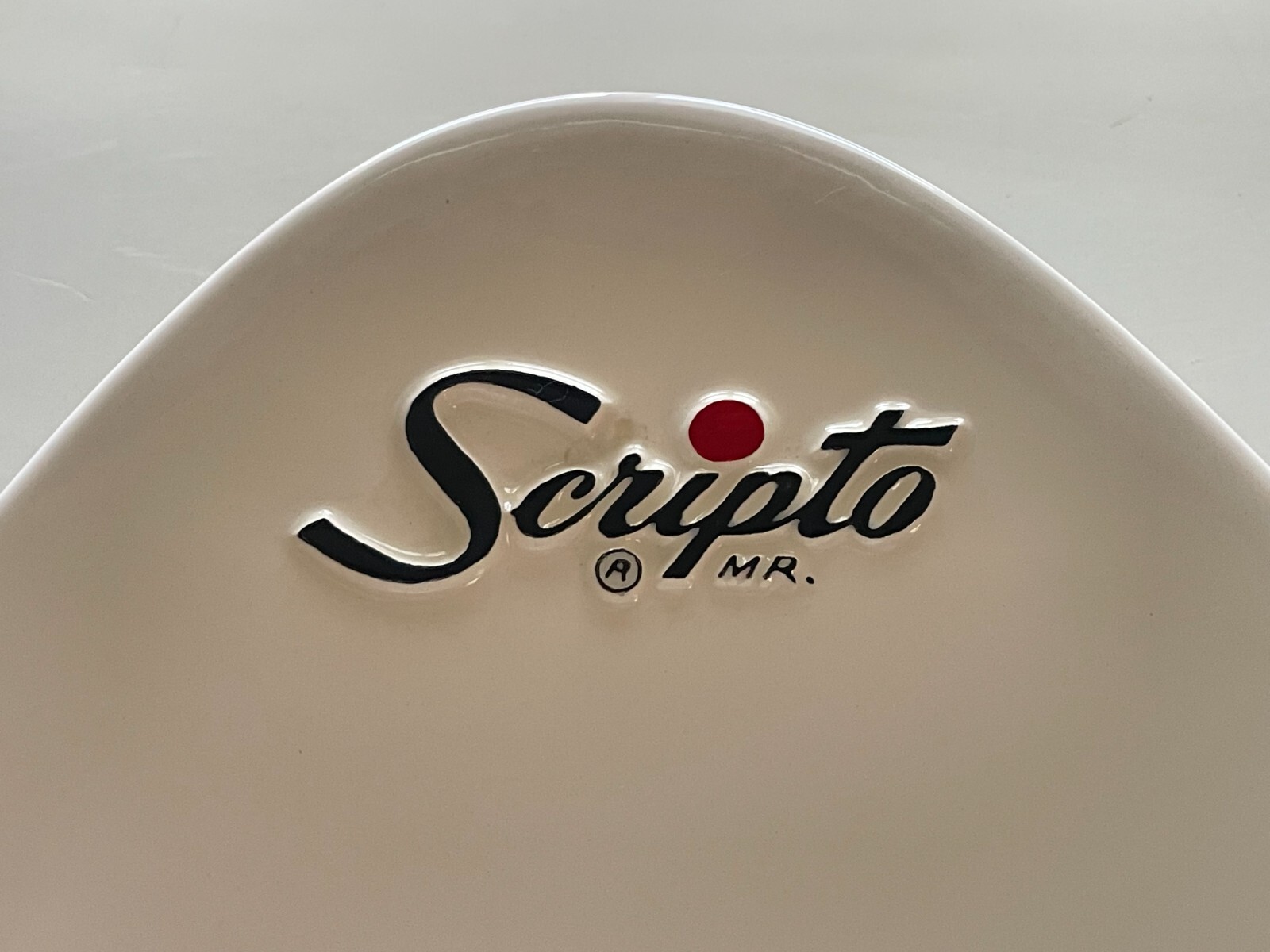 Vintage MR SCRIPTO LOGO Advertising Ceramic MID CENTURY ASHTRAY by FLORENCE CO