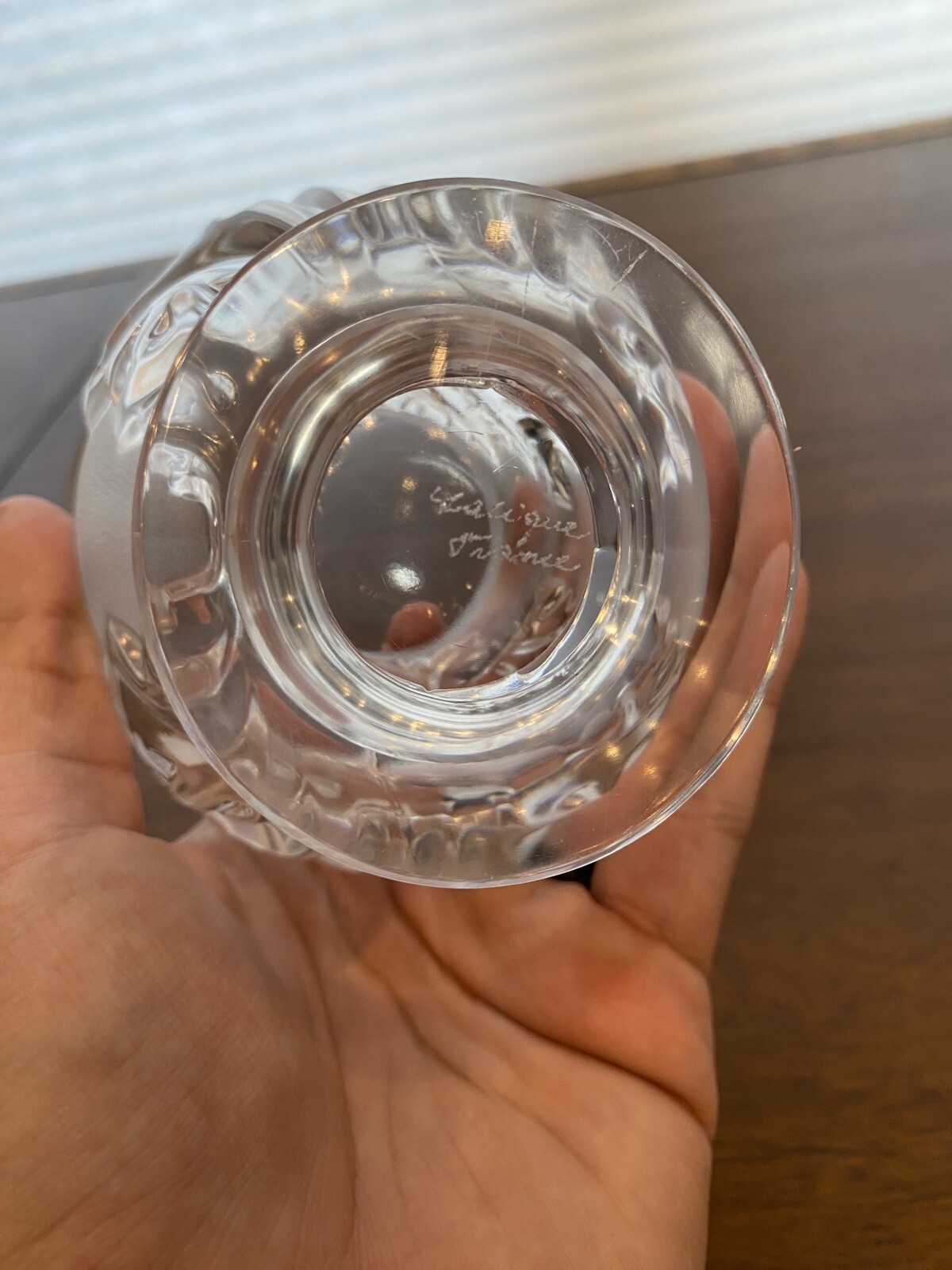 BEAUTIFUL VTG LALIQUE St Cloud Acanthus Leaves Crystal Vase SIGNED 4.5″H FRANCE