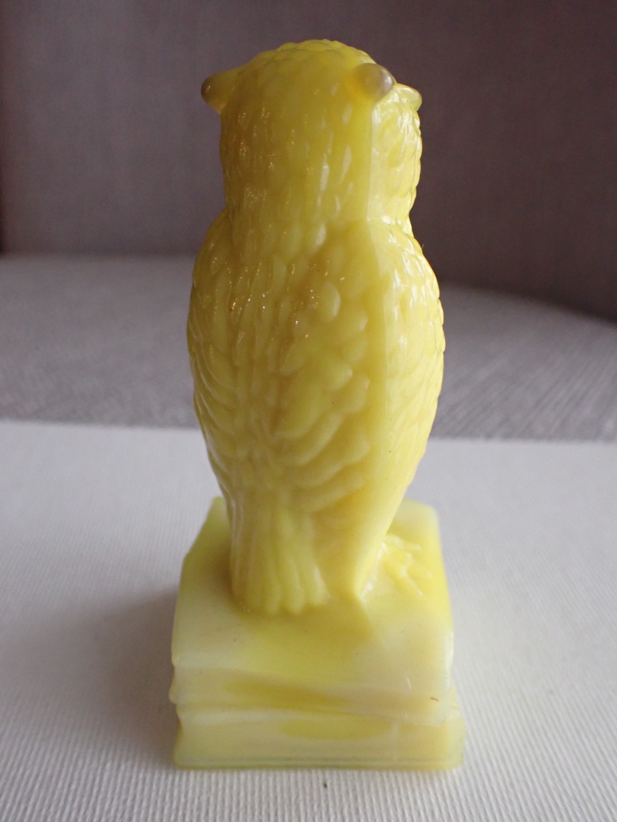 Degenhart Chartreuse or Buttercup Yellow Glass Owl GLOWS