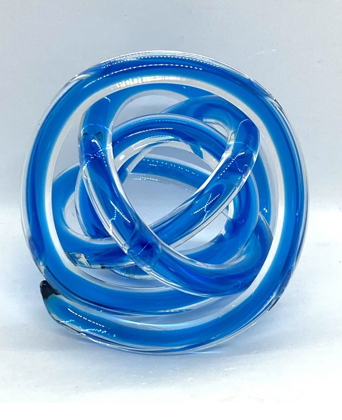 Vintage Murano Art Glass Twisted Knot Rope Sculpture Paperweight 3.3/4”