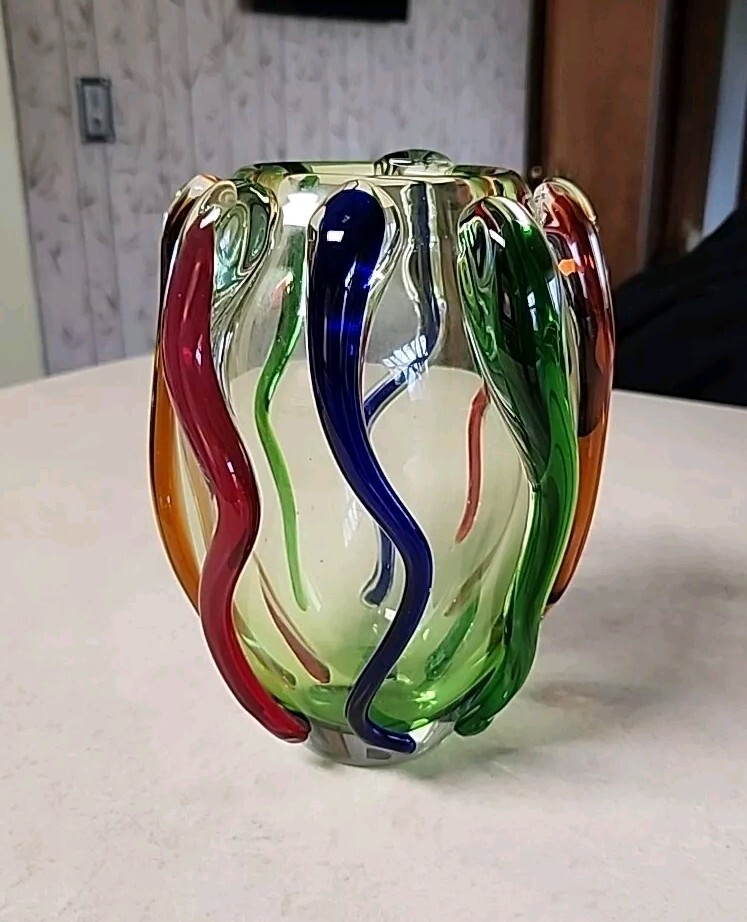 Poland Design Guild 8″ Turino Glass Vase Carpathian Heavy Art Glass