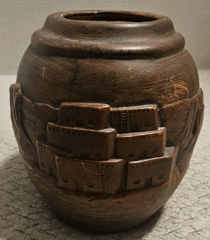 Studio Art Pottery With An Adobe Design 6.5 Inches Tall