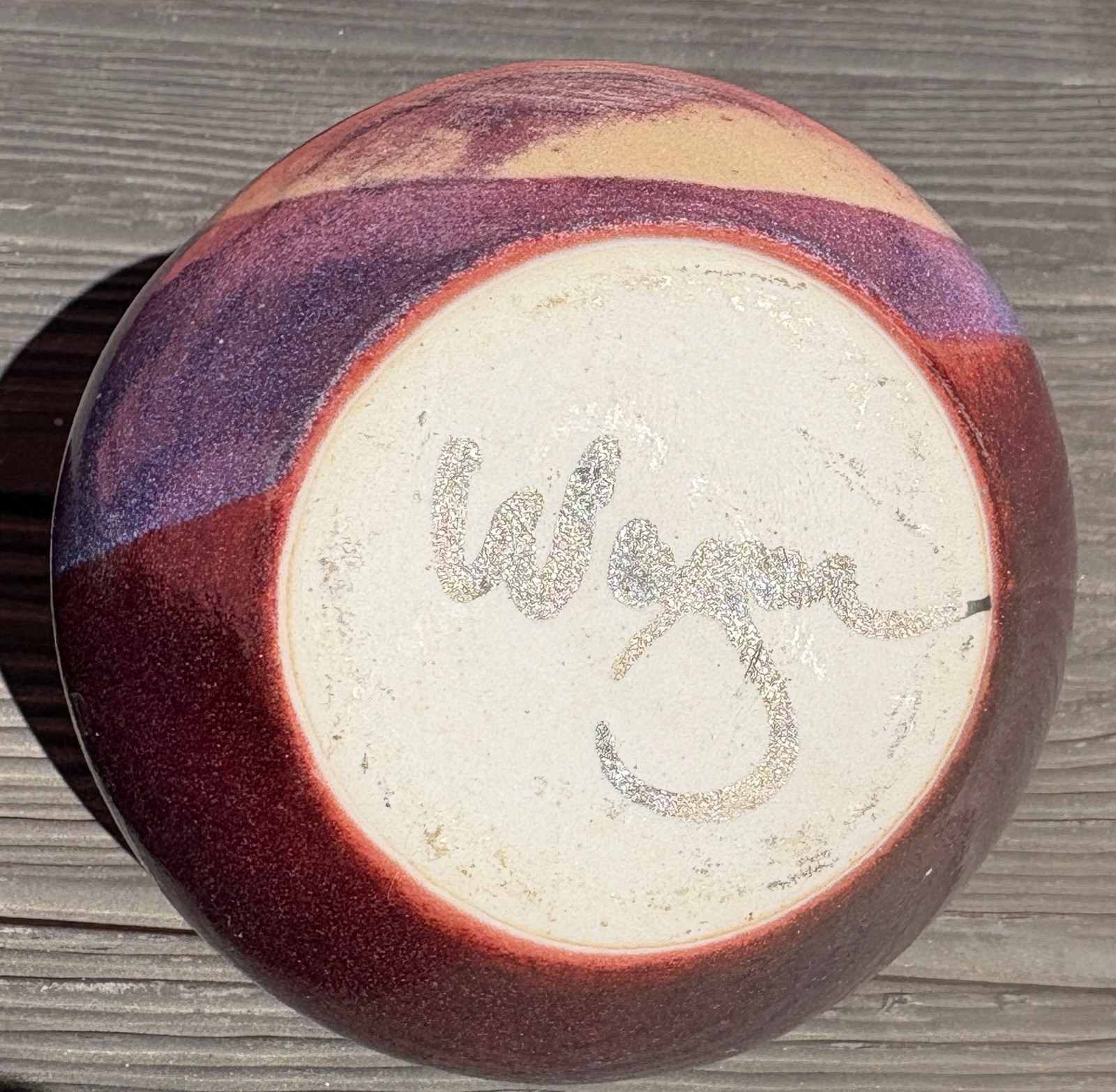 Bud Vase Artist Signed Studio Art Pottery Purple Drip Glaze Speckled Stoneware