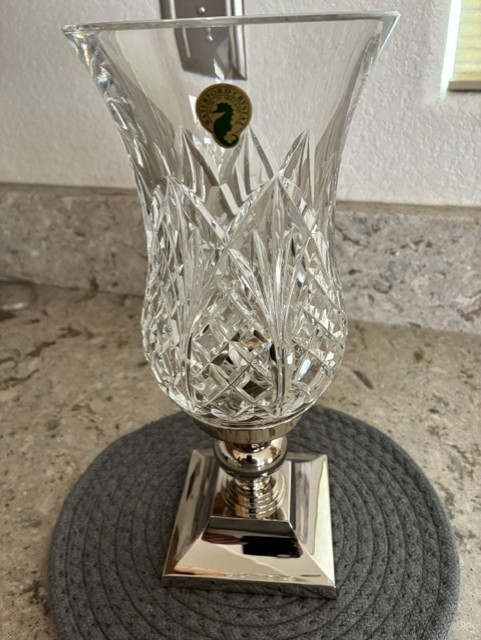 Waterford Crystal Waterville Hurricane Candle Holder 10 3/4″ – NEW OTHER