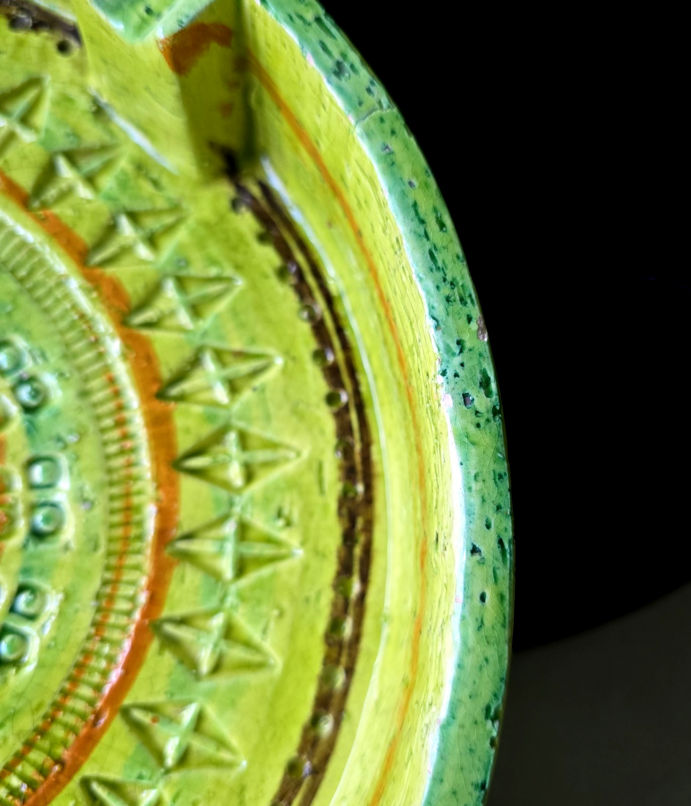 50s VINTAGE ALDO LONDI BITOSSI RAYMOR ITALY RIMINI LIME LARGE ASHTRAY 9.75″D