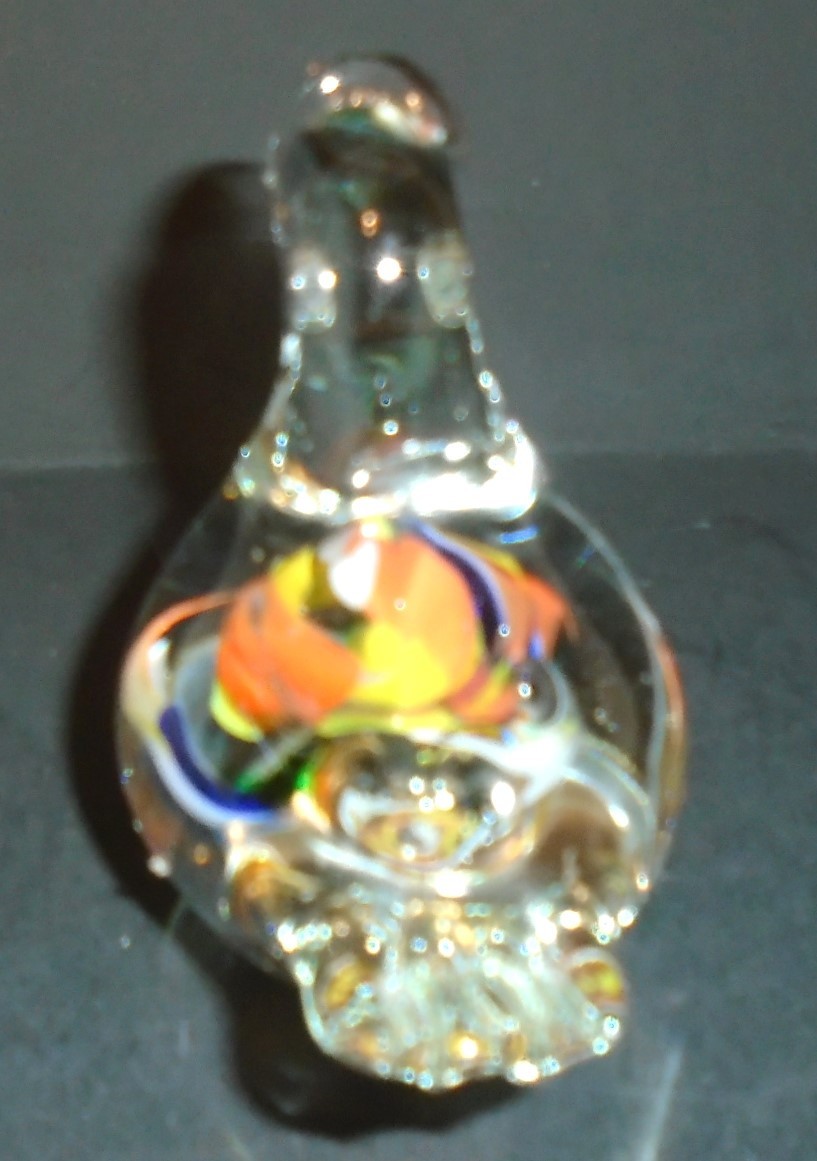 Art Glass Duck Multicolor Swirl Paperweight, 3″