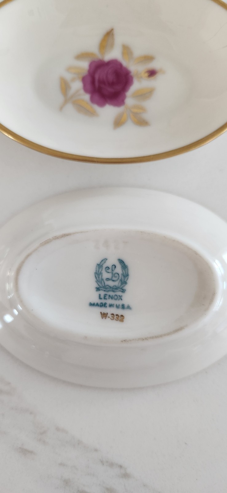 Rare Vtg Lenox Rhodora Roselyn individual open salt dishes, Butter, Lemon