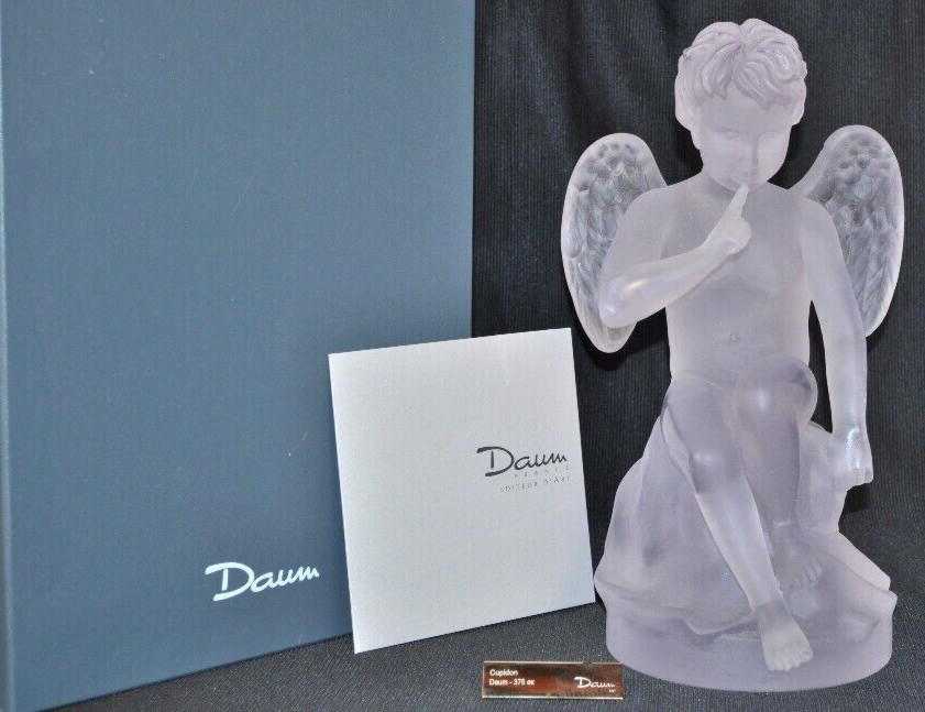 DAUM Crystal Cupidon Cupid Figurine Limited Edition Signed with COA NIB
