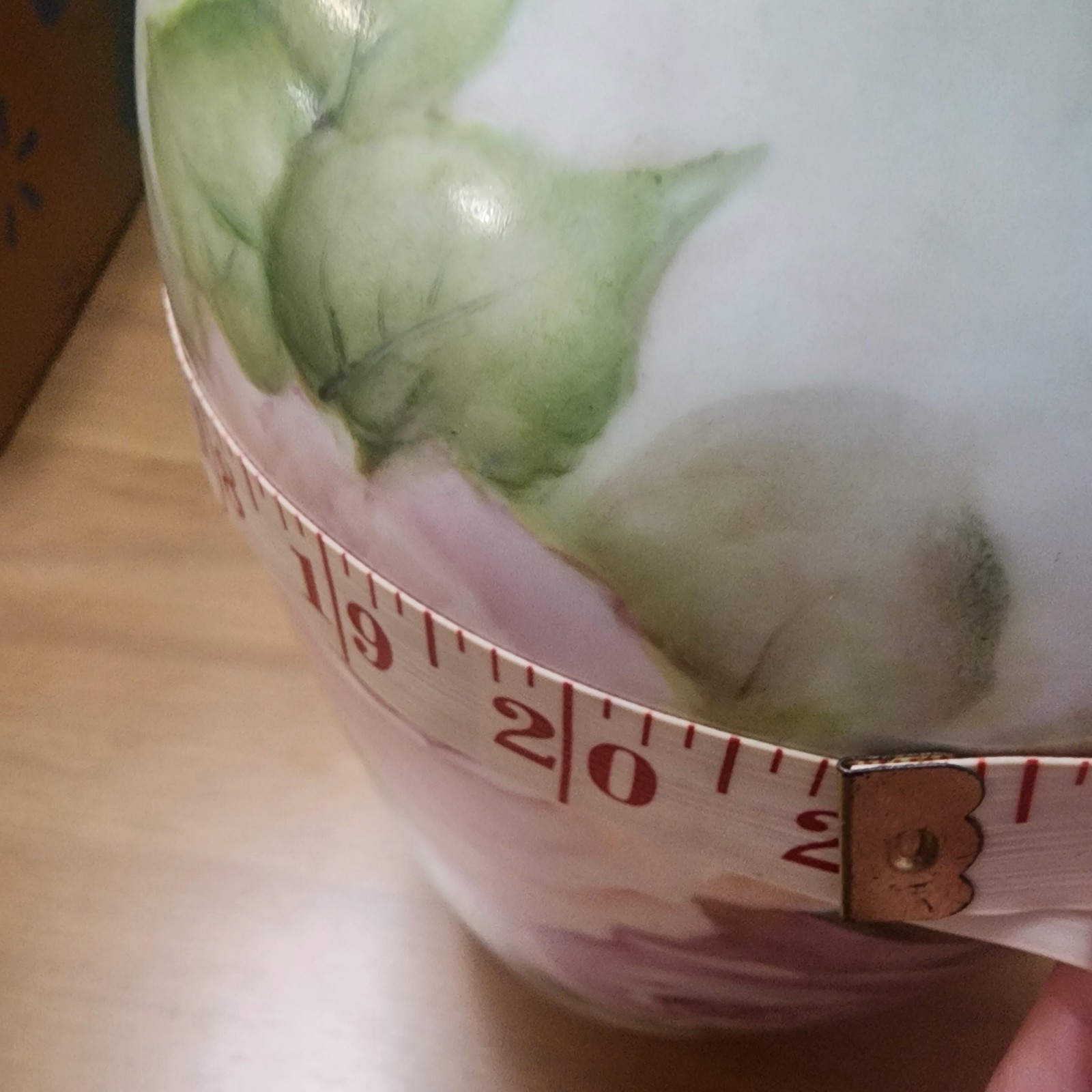 Lois Eidson Signed 16″ Large Porcelain Floral Vase Cabbage Rose Edwardian Style