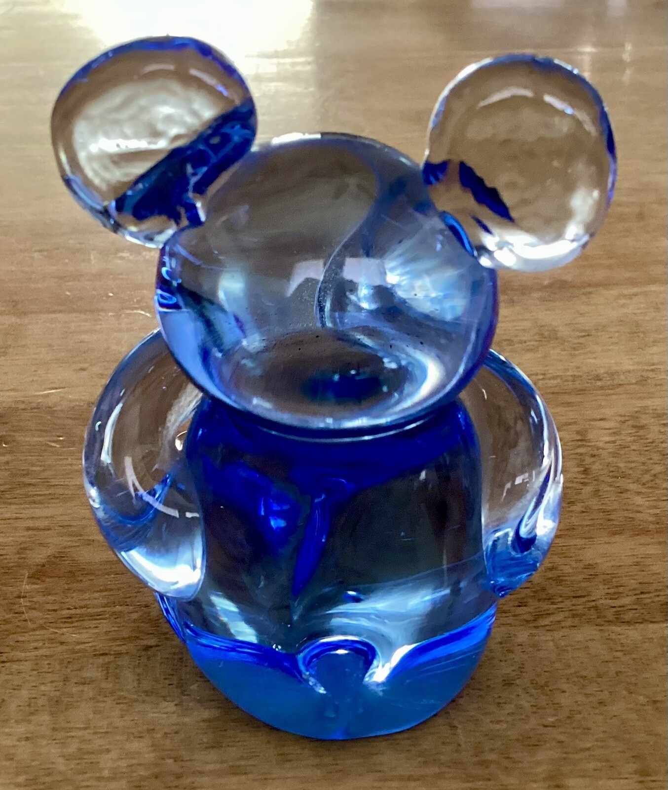 Blue Art Glass Paperweight, Bear/Mouse, US Commemorative Fine Art Gallery