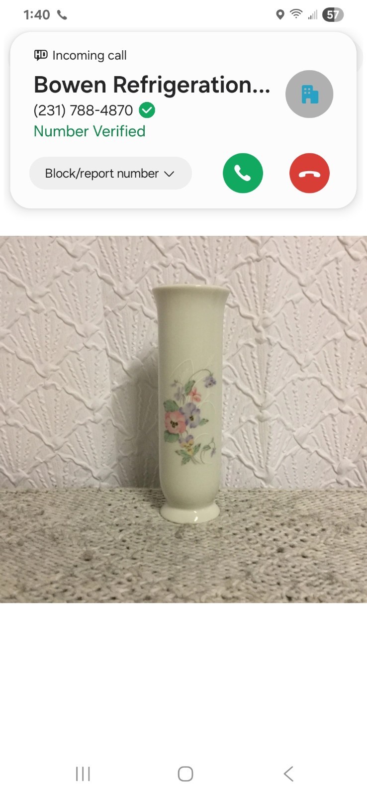 Vintage Norleans Floral Vase Japan ~ Roses Buds Gold Accents 8”