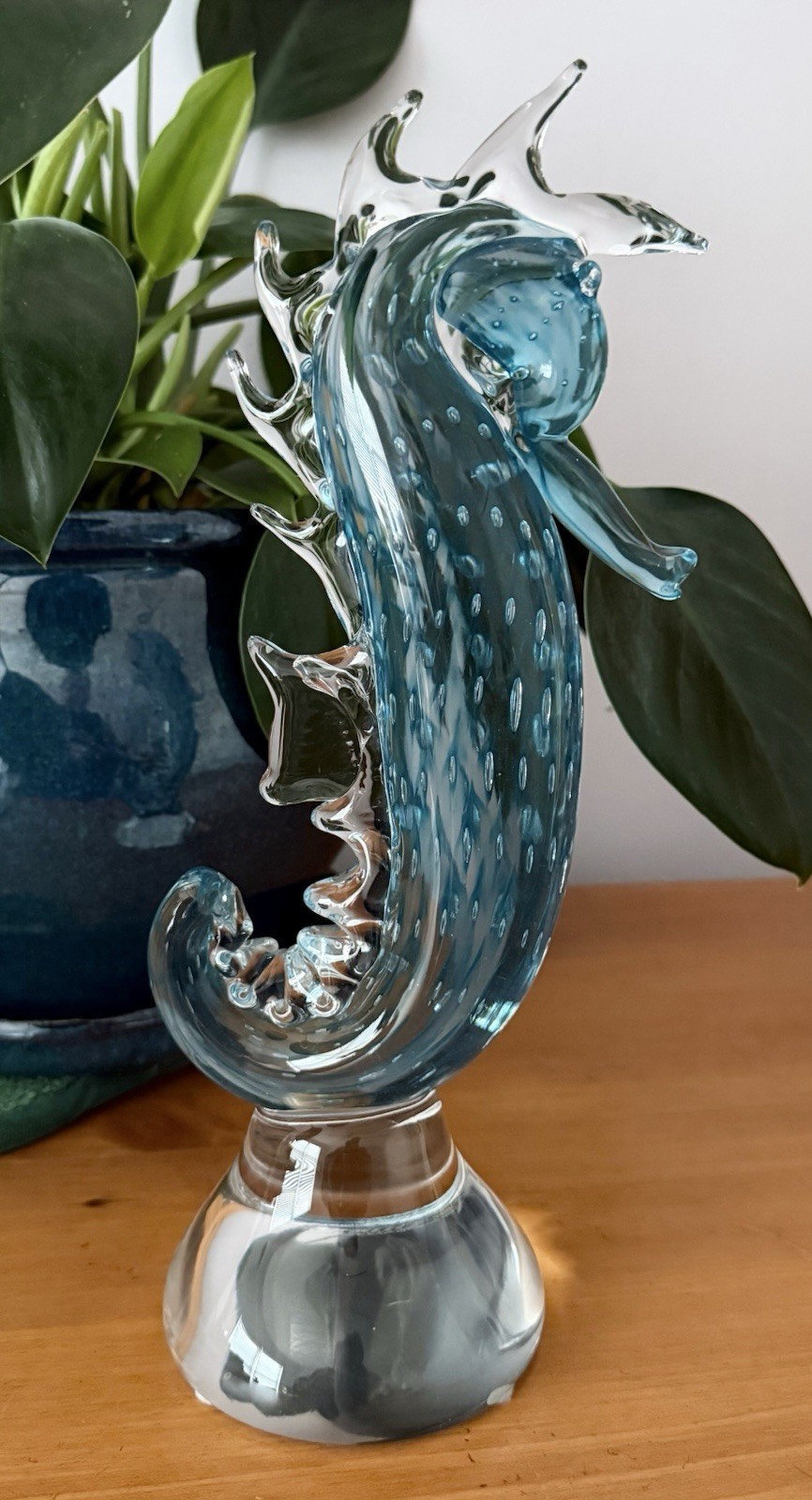 Waterford Ireland Crystal Art Glass 12” EVOLUTION CERULEAN SEAHORSE