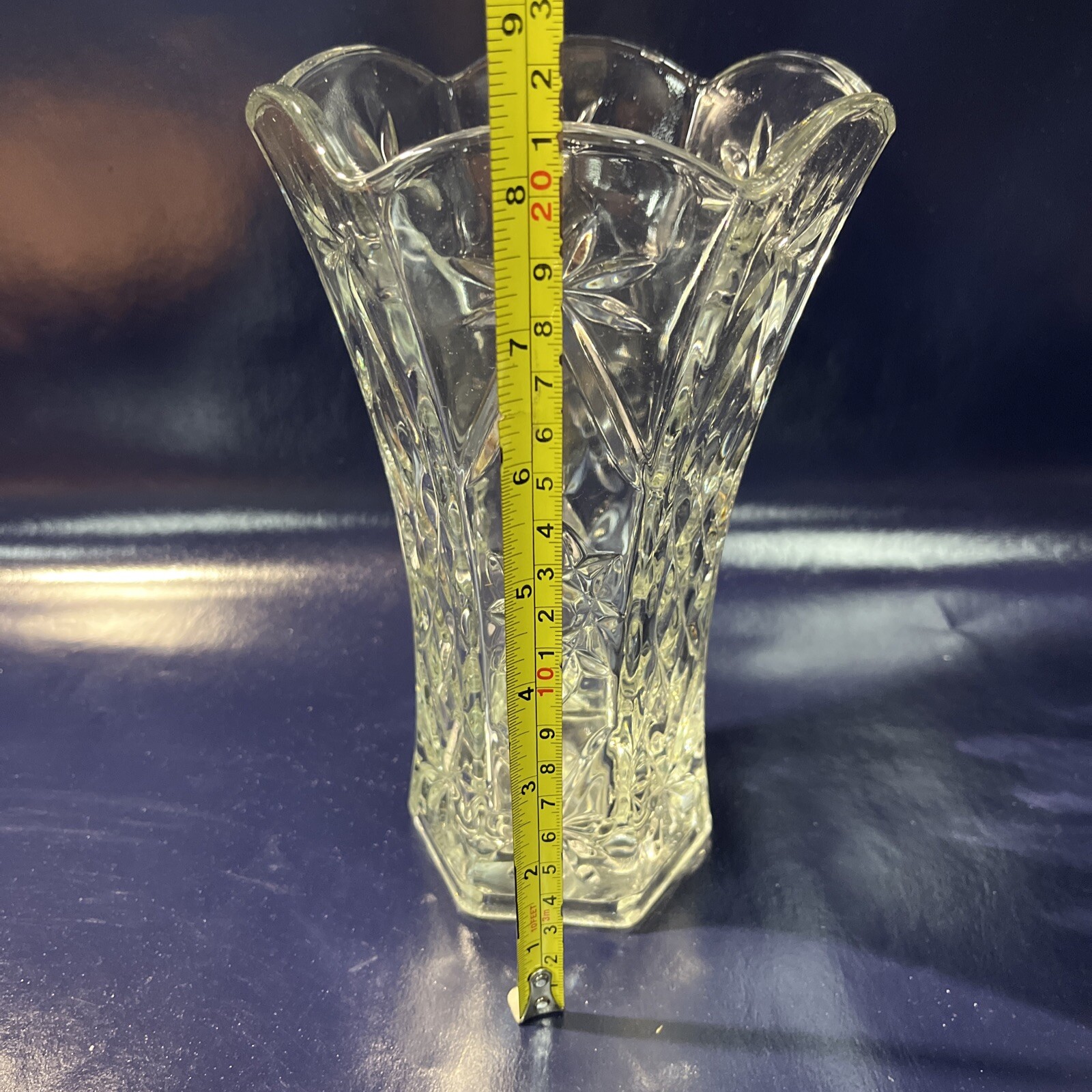 VTG Hoosier Glass Vase Clear 6 Panel #4040 Floral 8” High – T6