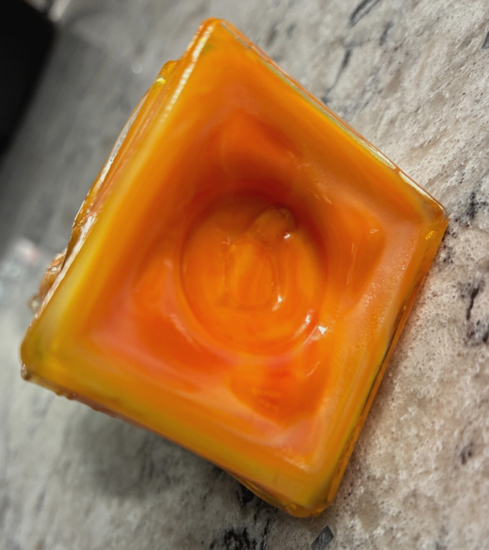 Vintage Degenhart Glass Orange Tangerine Wise Owl on Books Figurine Paperweight