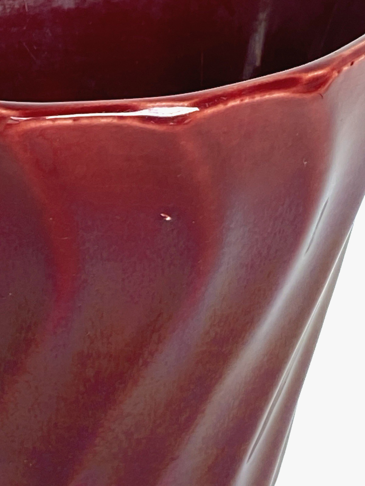 Vintage Burgundy Bauer Pottery Swirl Flower Pot #5 – 6″W by 5-3/8″H
