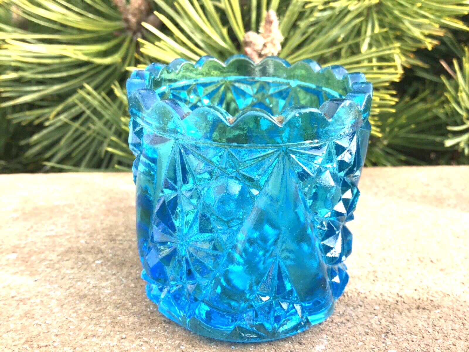 Victorian Toothpick Holder Blue Daisy and Button V Beatty & Son U.S. Glass EAPG