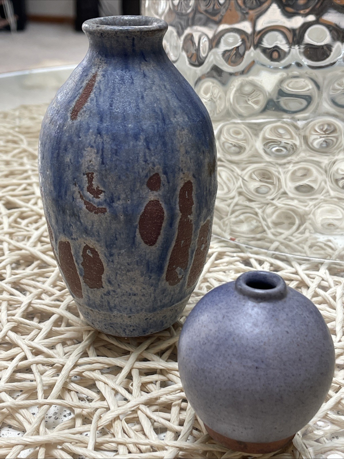 VTG MCM Handmade Miniature Pottery Decorative Vases With Artist Signed PERFECT