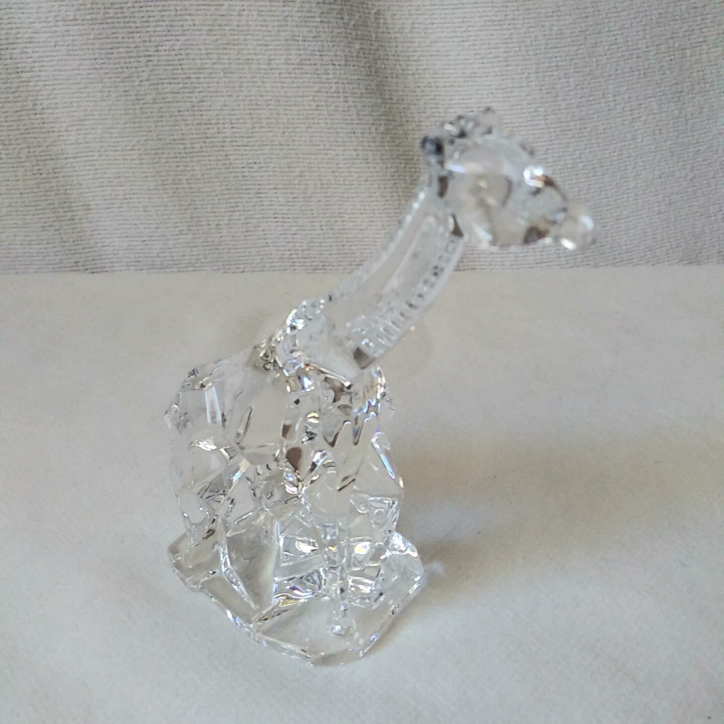 Italian Crystal Giraffe Chiseled Figurine 24% Lead Glass Made In Italy