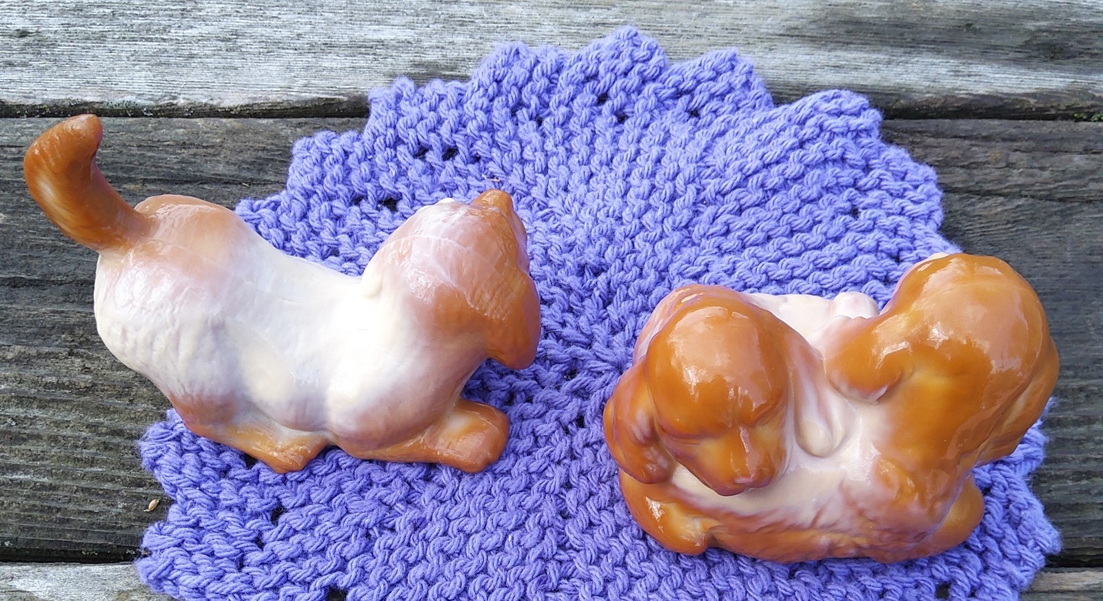 Fenton Glass Chocolate Dogs Spaniel Puppies Figurines, Numbered, Exclusive