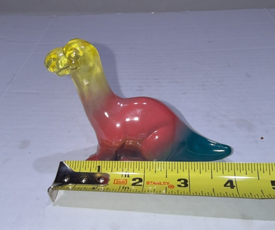 Mosser pressed Fenton Tie Dye Multi Colored Dinosaur Figurine painted by Rosso