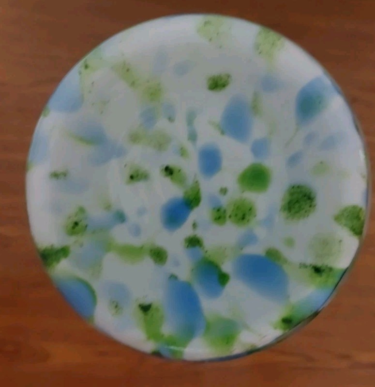 VTG FENTON VASA MURRHINA GLASS 14″ TALL VASE BLUE GREEN ADVENTURINE MINT!