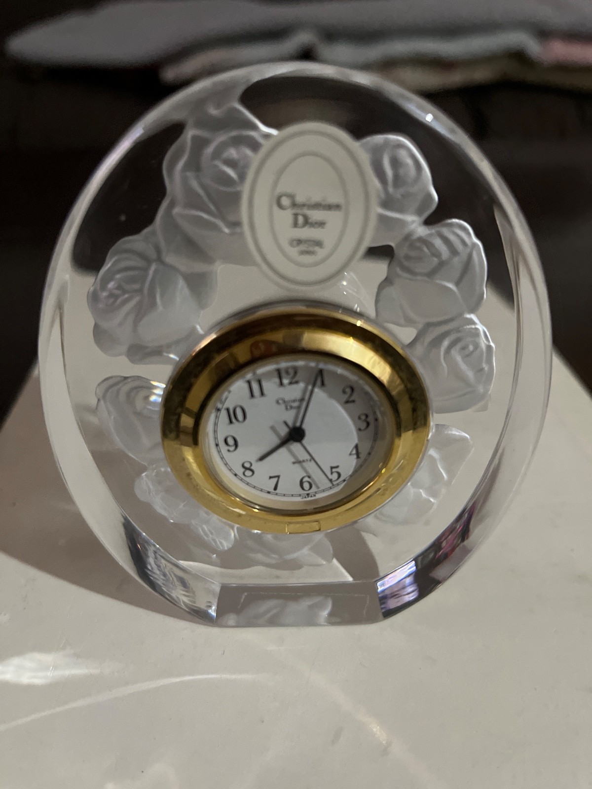 Vintage Christian Dior crystal desktop clock working excellent