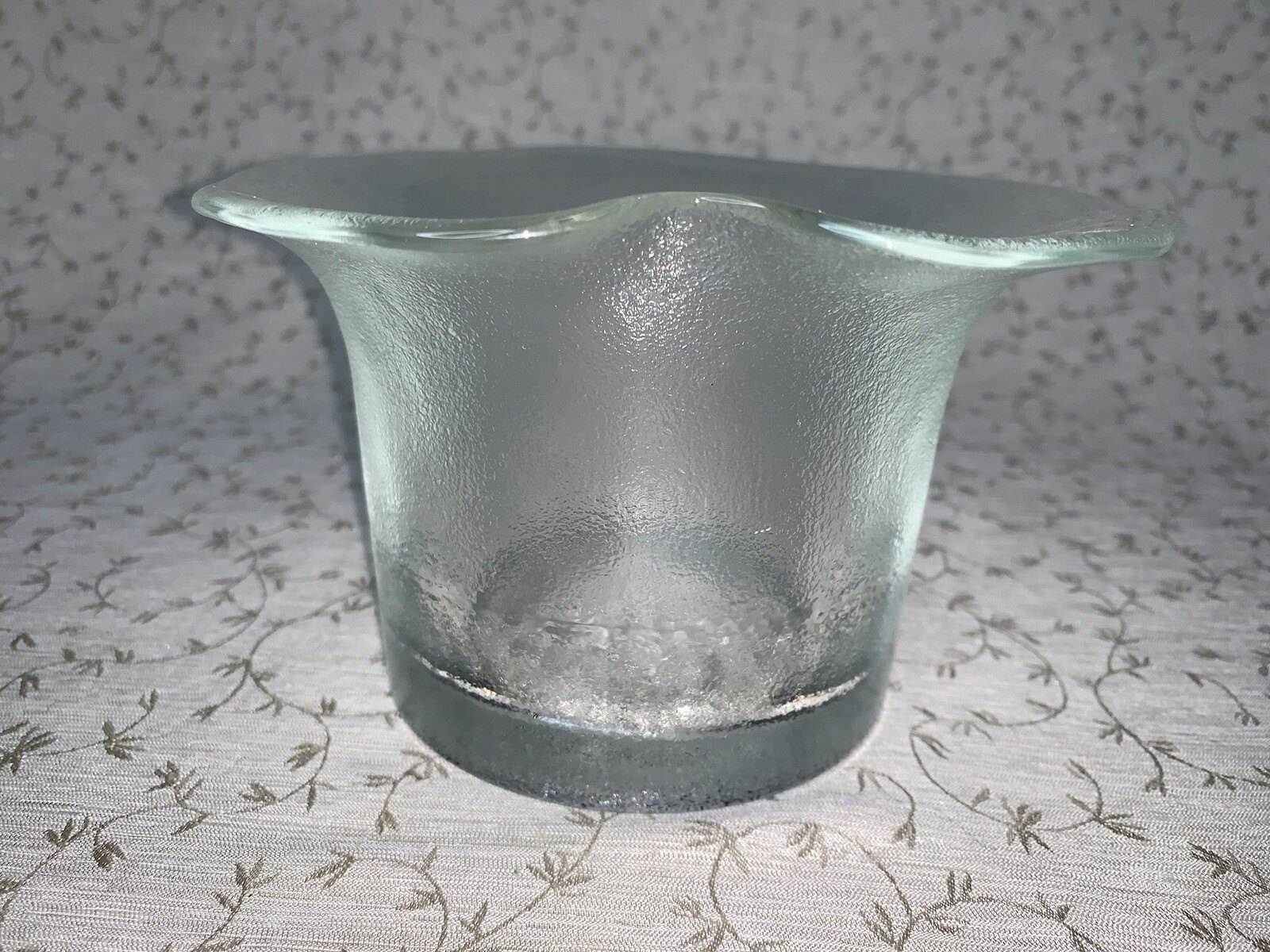 Rare Vintage Pilgrim Glass Clear Textured Heavy Top Hat Vase Bowl Candle Holder