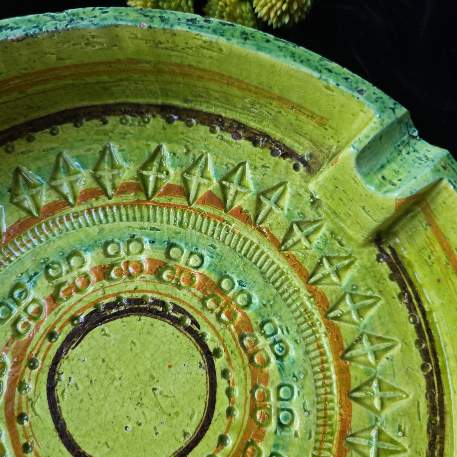 50s VINTAGE ALDO LONDI BITOSSI RAYMOR ITALY RIMINI LIME LARGE ASHTRAY 9.75″D