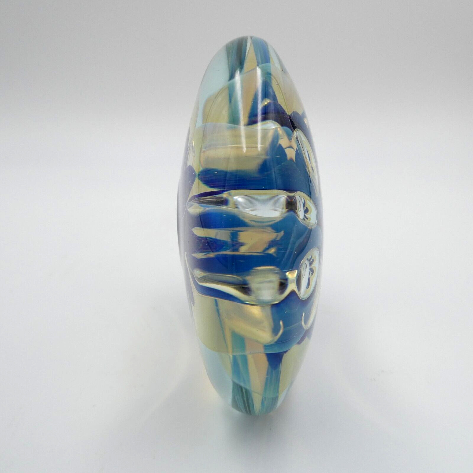 Eickholt Sea Anemone Paperweight Cobalt Hand Blown Dichroic Glass Signed 1997