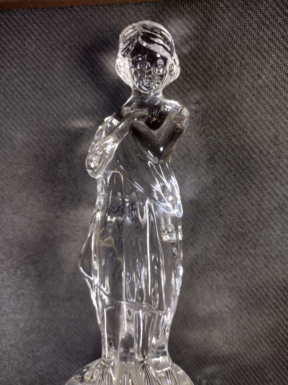 Cambridge Clear Glass DRAPED LADY Art Deco Flower Frog 8 3/4 Inches