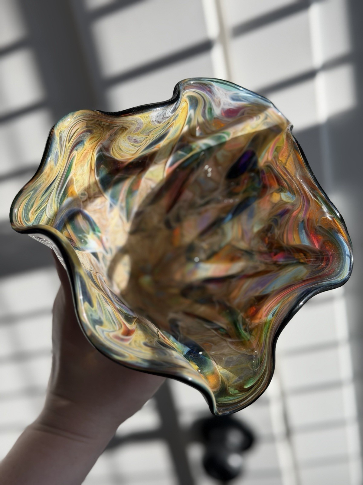 Venetian Style Blown Glass Vase by The Glass Forge, original mint condition