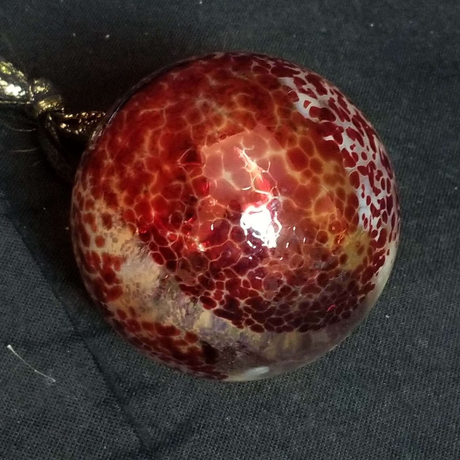 Art Glass Gazing Witch Ball Ornament Amber Multicolored 3.5″ 9