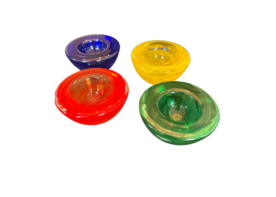 Kosta Boda Art Glass Votive/Tealight Candle Holder Ruby Red Swirl