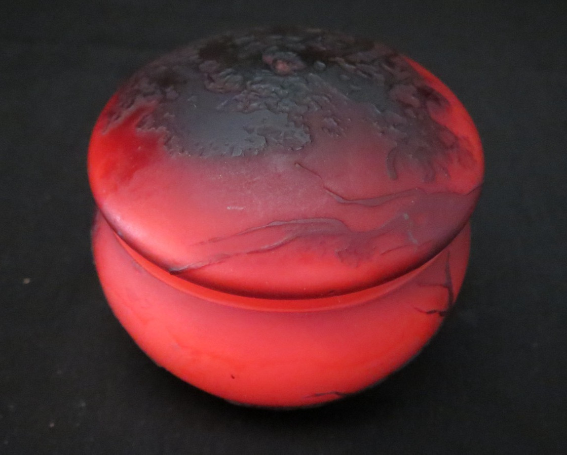 1920’s Muller Freres Luneville Acid Etched France Glass Lidded Vase Jar