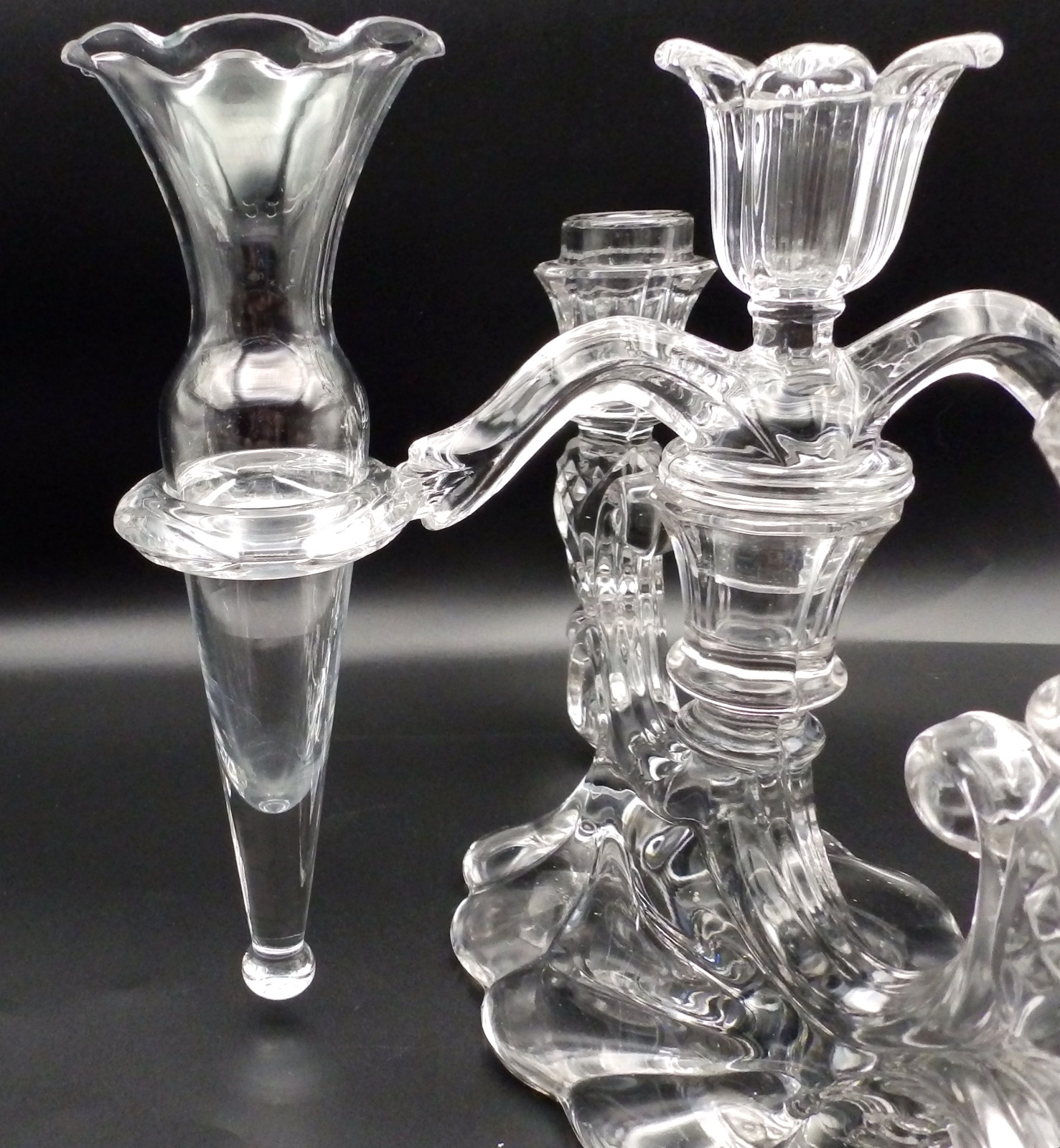 Vintage Cambridge Caprice Candelabra Epergne 3 Light 4 Arm Crystal Glass Clear