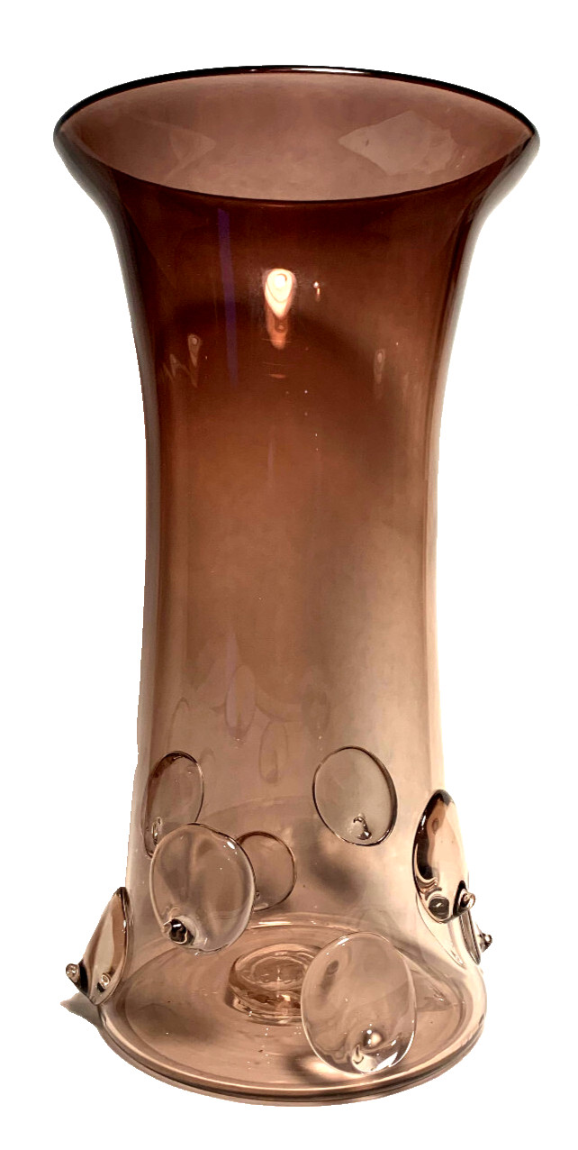Rob Levin Studio Art Glass Vase “punty vase” – 11.75 inches Tall, amethyst