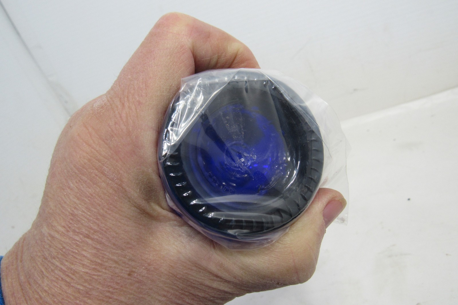 Cobalt Blue Glass Bottle Rare Narrow Thick Round 13 7/8 In Tall X 2 1/8 In Wide