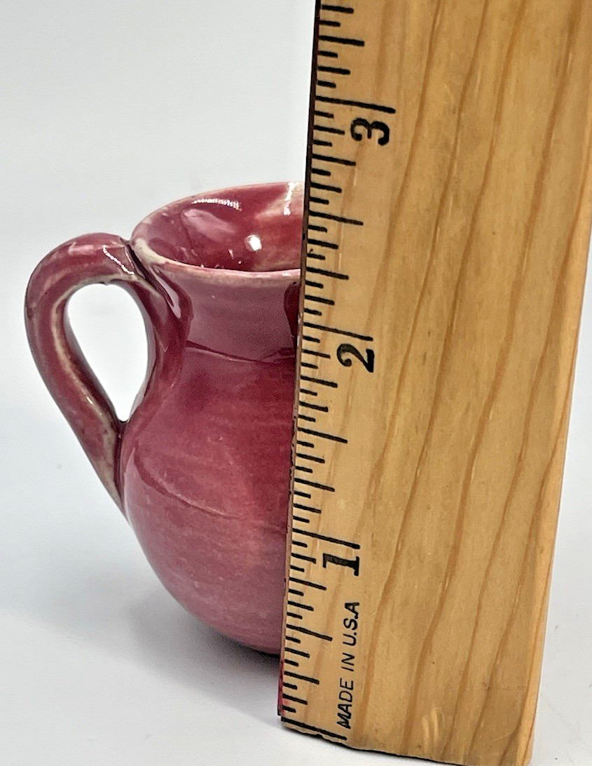 Signed W. J. Gordy Georgia Art Pottery Small Pink Pitcher 2.25″