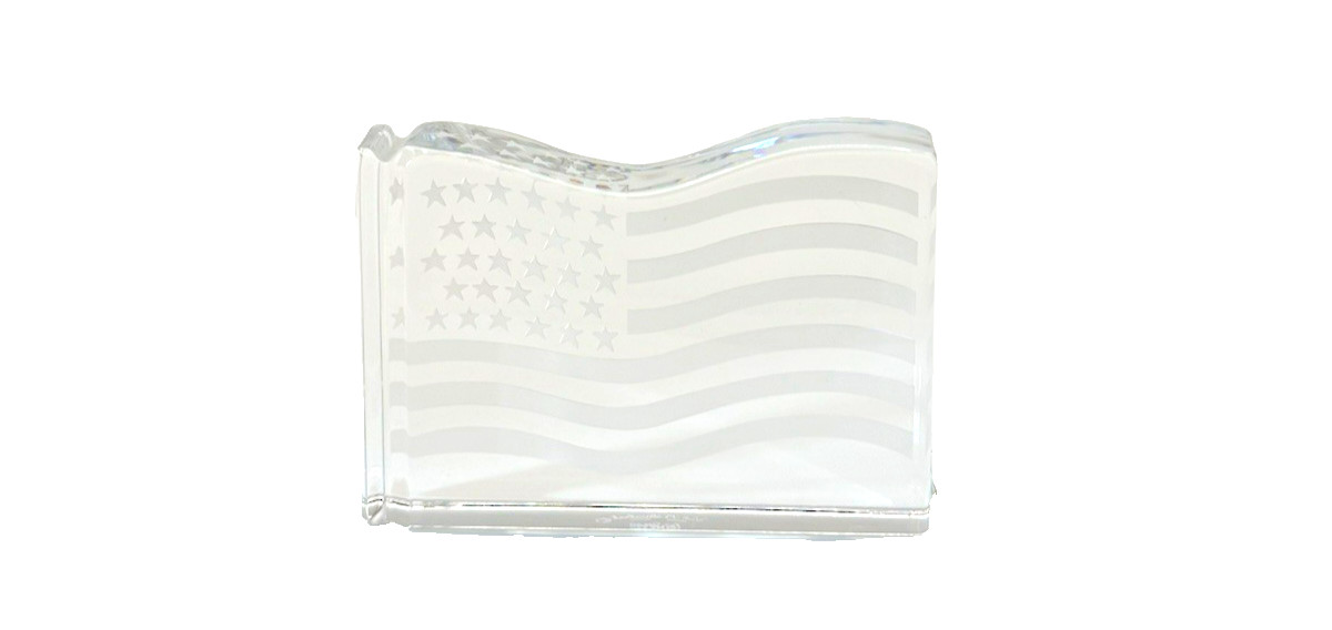 Val St Lambert Katherine De Sousa Signed Crystal American Flag Paperweight