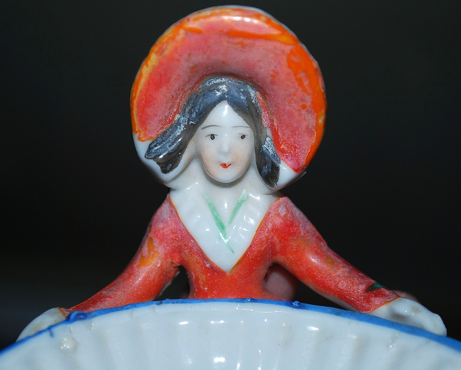 Vtg 1920s Set 2 Bud Vases GIRLS W BASKETS Hand Painted Porcelain Japan 4.25″