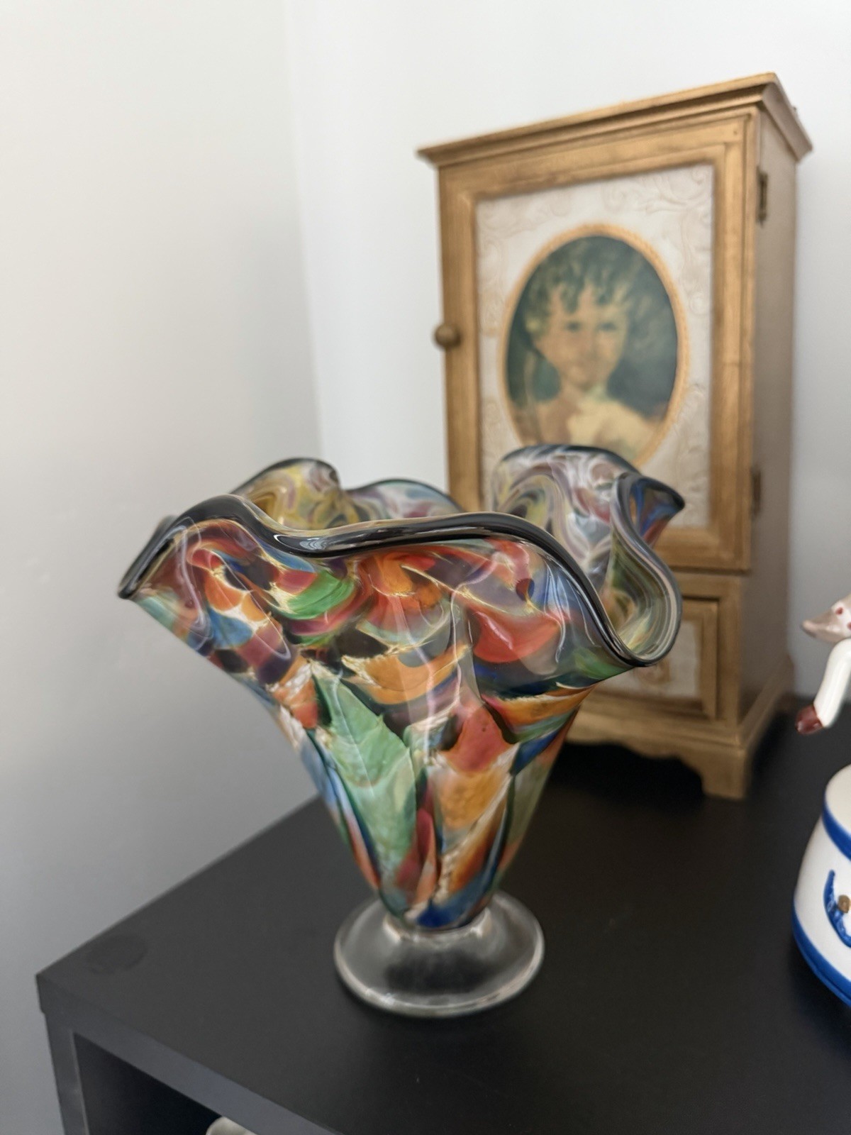 Venetian Style Blown Glass Vase by The Glass Forge, original mint condition