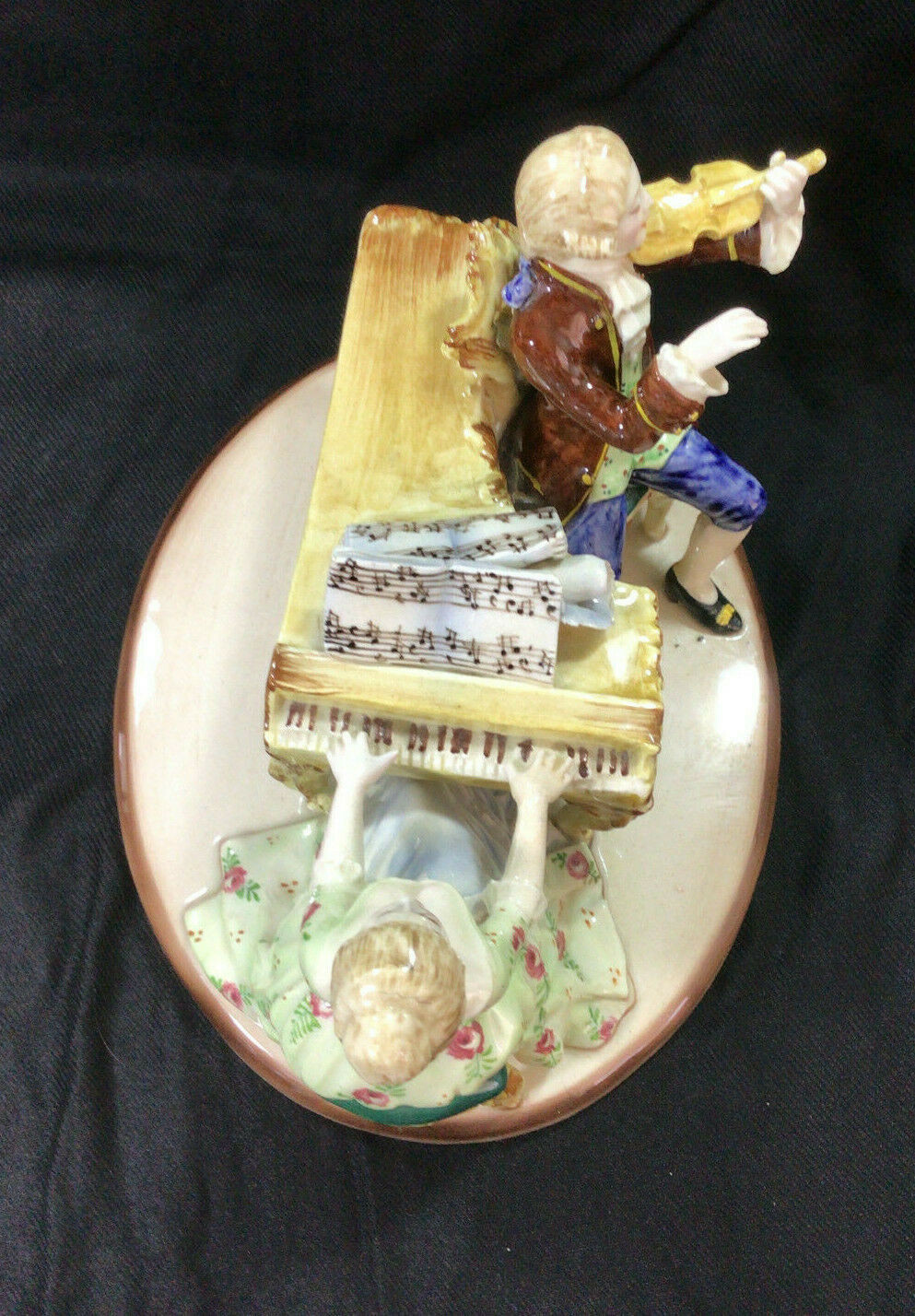 Antique Rococo Majolica Porcelain Figurine Lady & Gentleman Made in Italy